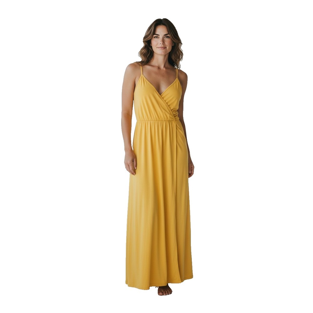 Nine.Eight Womens Maxi Dress Yellow Gold Wrap Strappy Flowy Summer Boho S